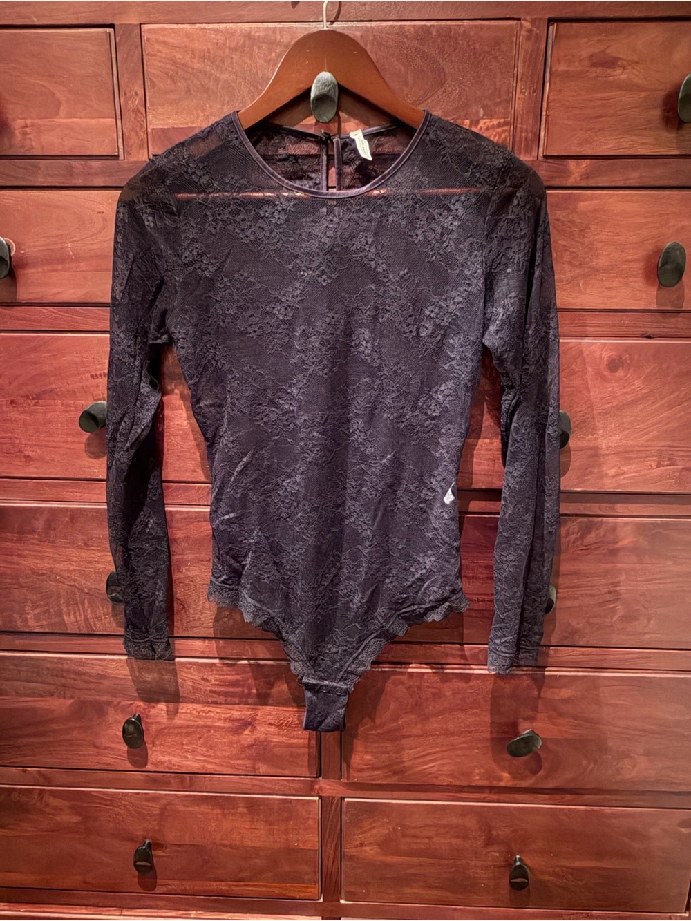 Intimissimi Black Lace Long-Sleeve Bodysuit